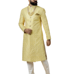 Stunning Yellow Sequin Embroidered Achkan for Men | Father Son Combo | Perfect for Grooms